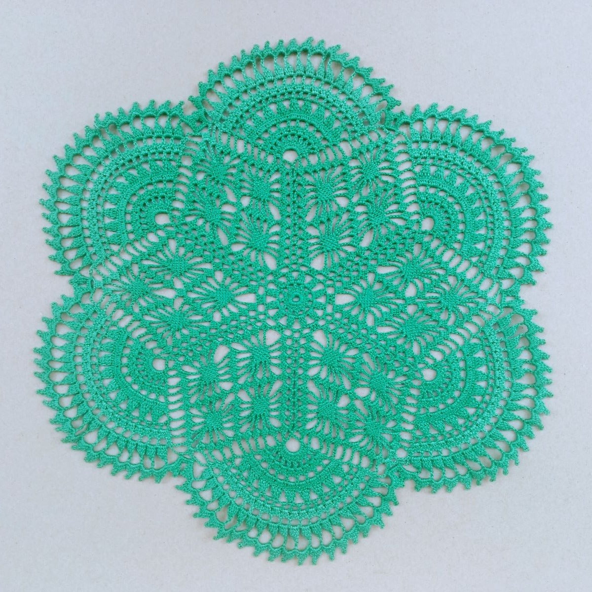 Teal crochet doily, round and medium sized handmade in Sri Lanka