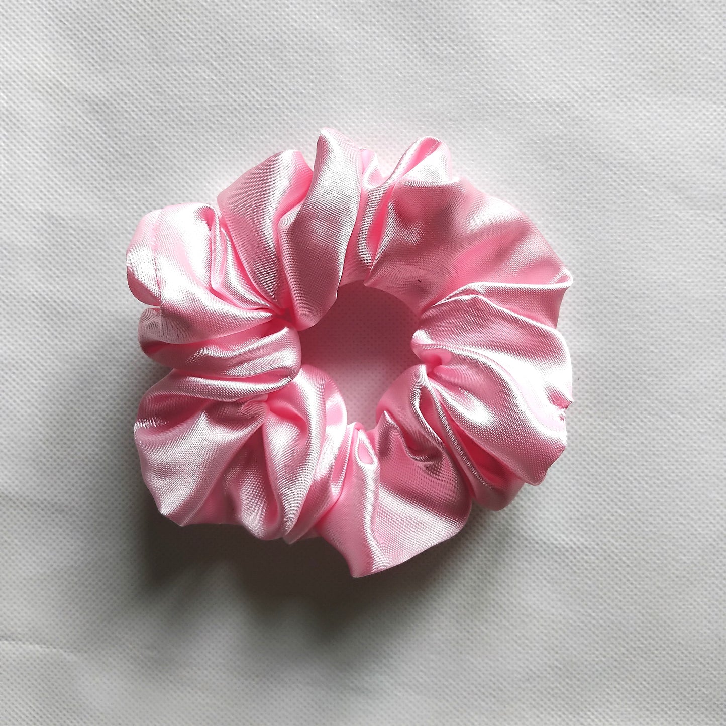 light pink satin scrunchie