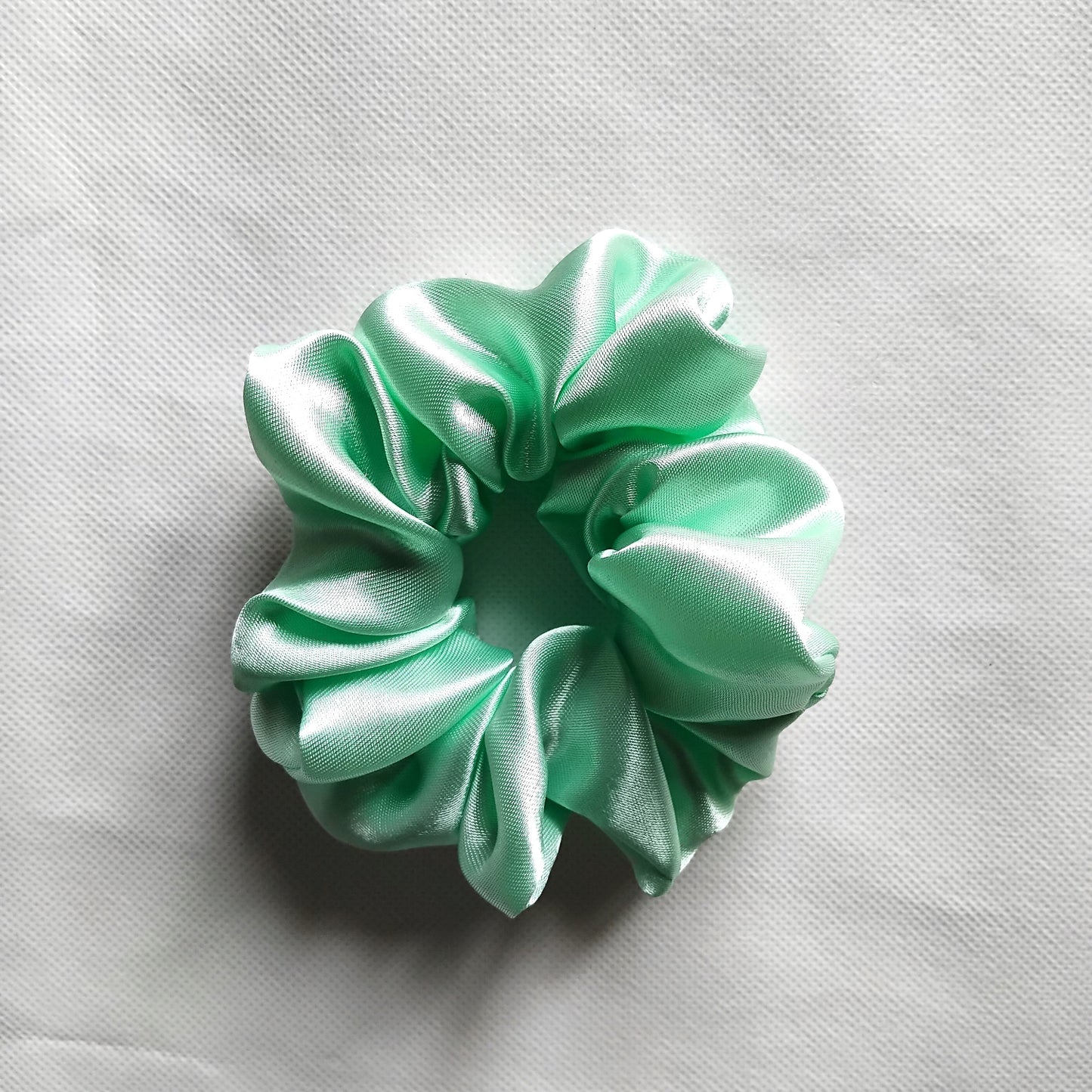 light green satin scrunchie