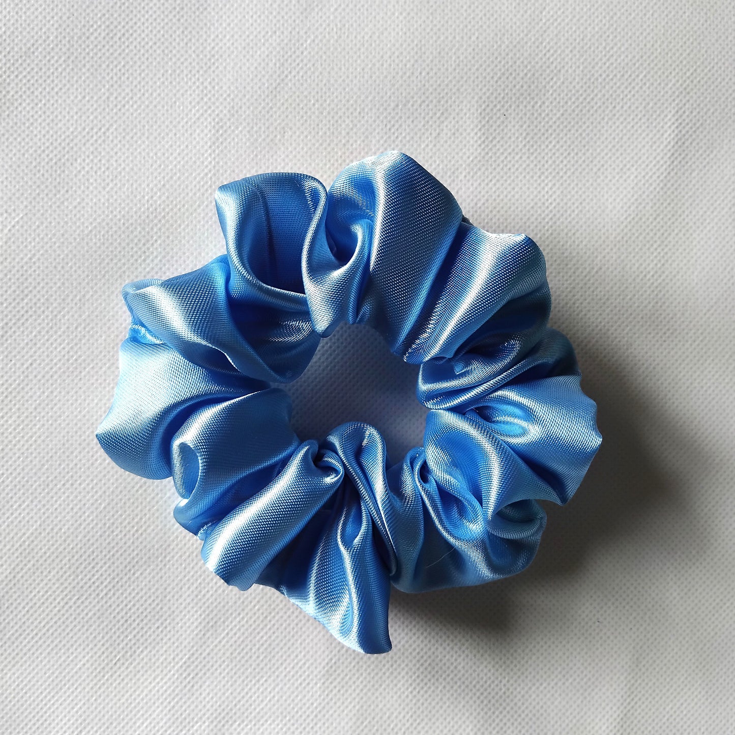 light blue satin scrunchie