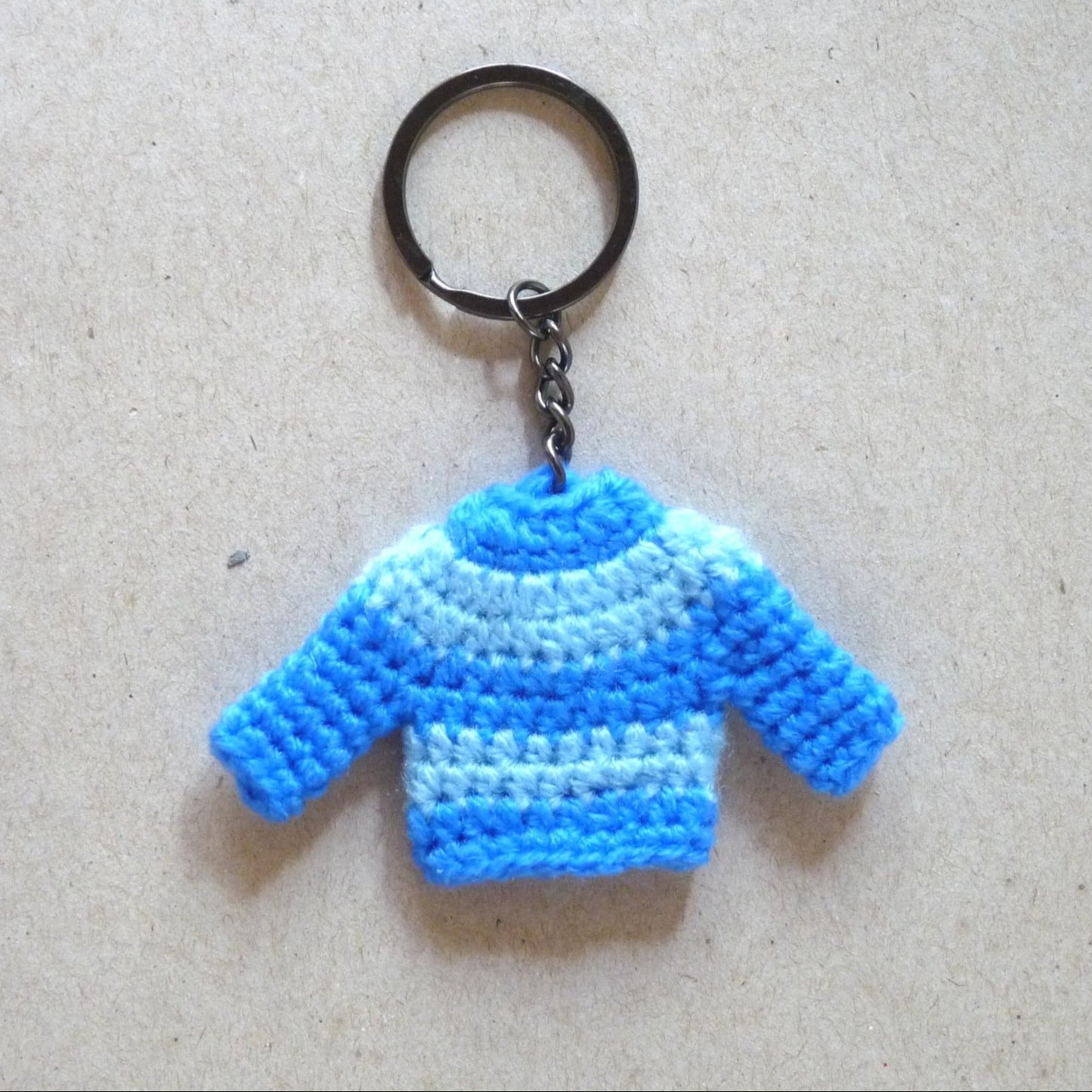 blue crochet sweater keychain