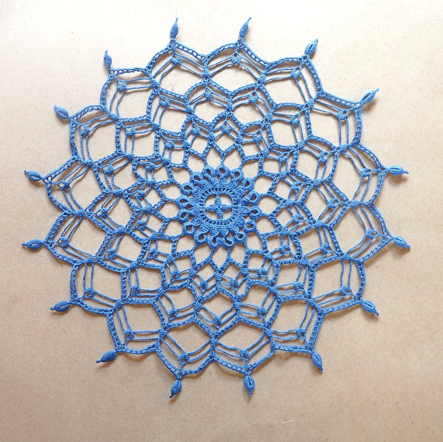 blue crochet doily, round crochet doily handmade in Sri Lanka