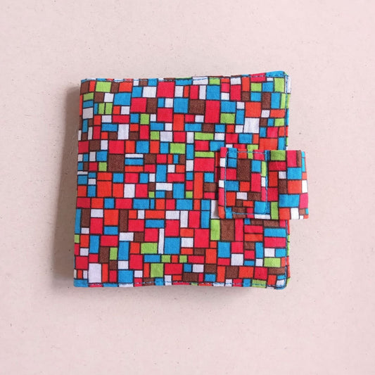 handmade multicoloured small fabric card holder, wallet