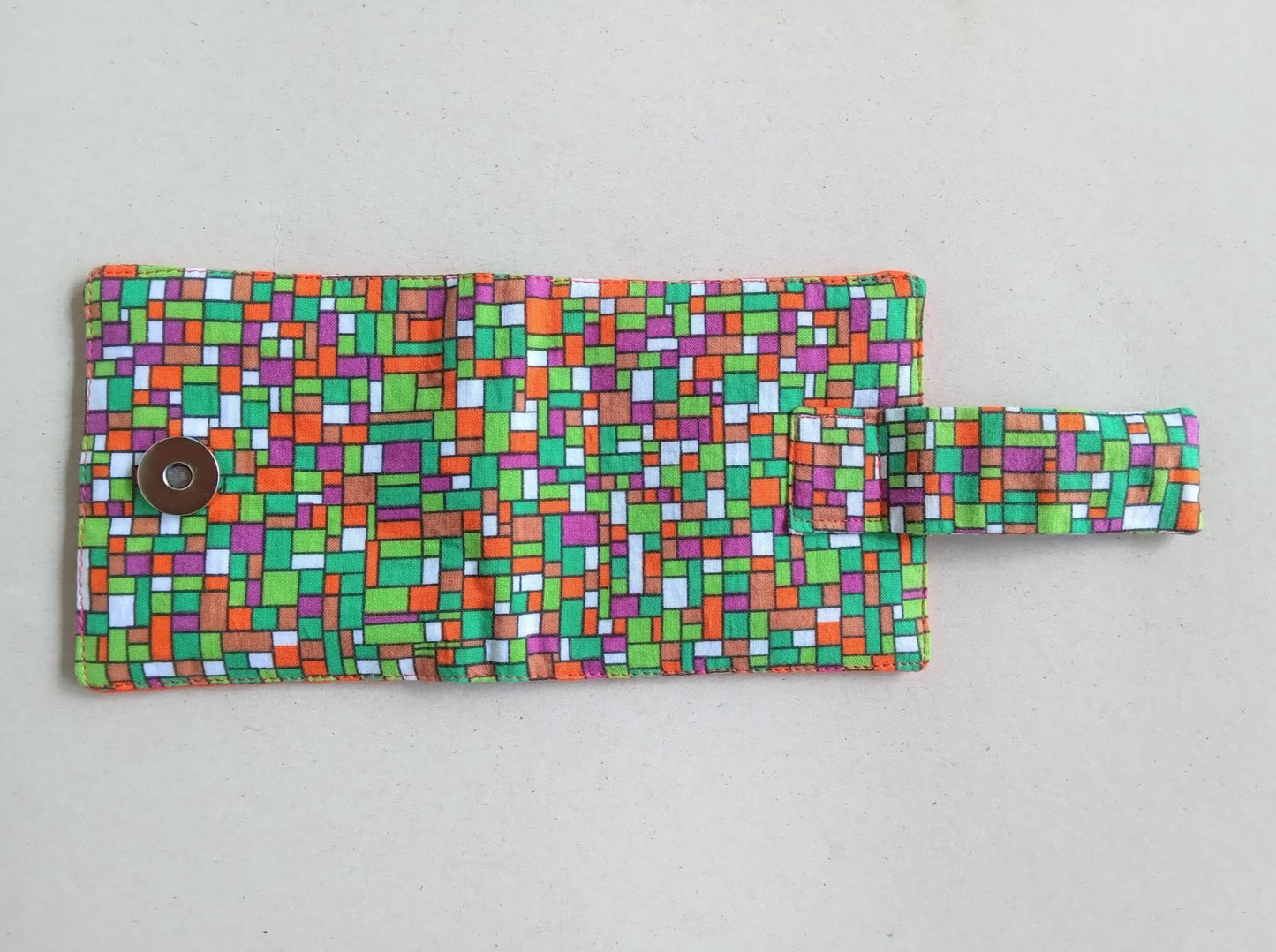 handmade multicoloured small fabric card holder, wallet