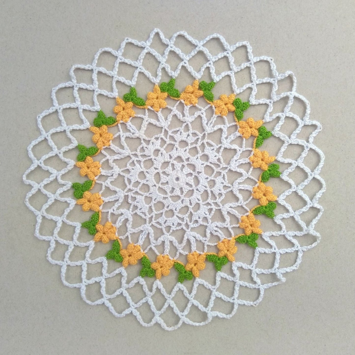 floral small handmade crochet lace round doily