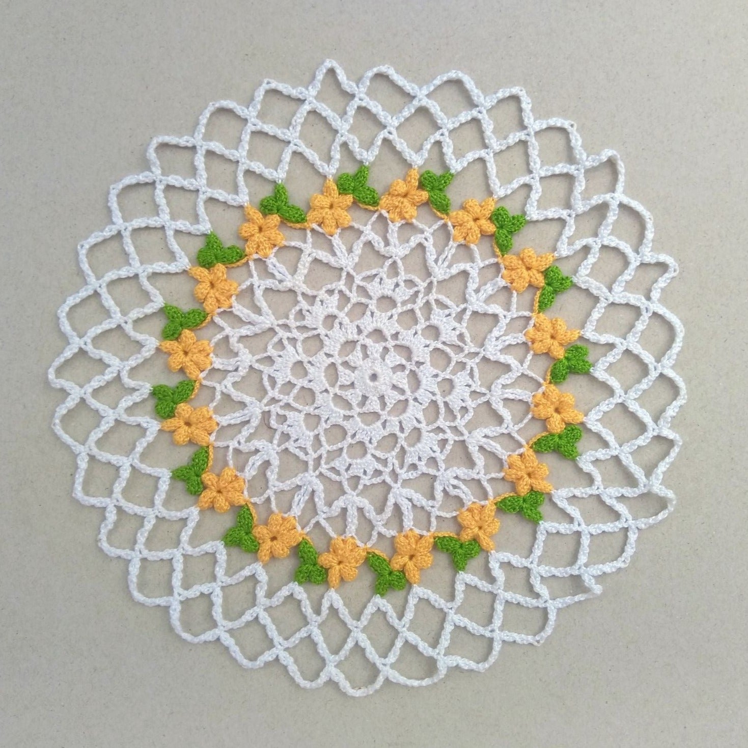 floral small handmade crochet lace round doily