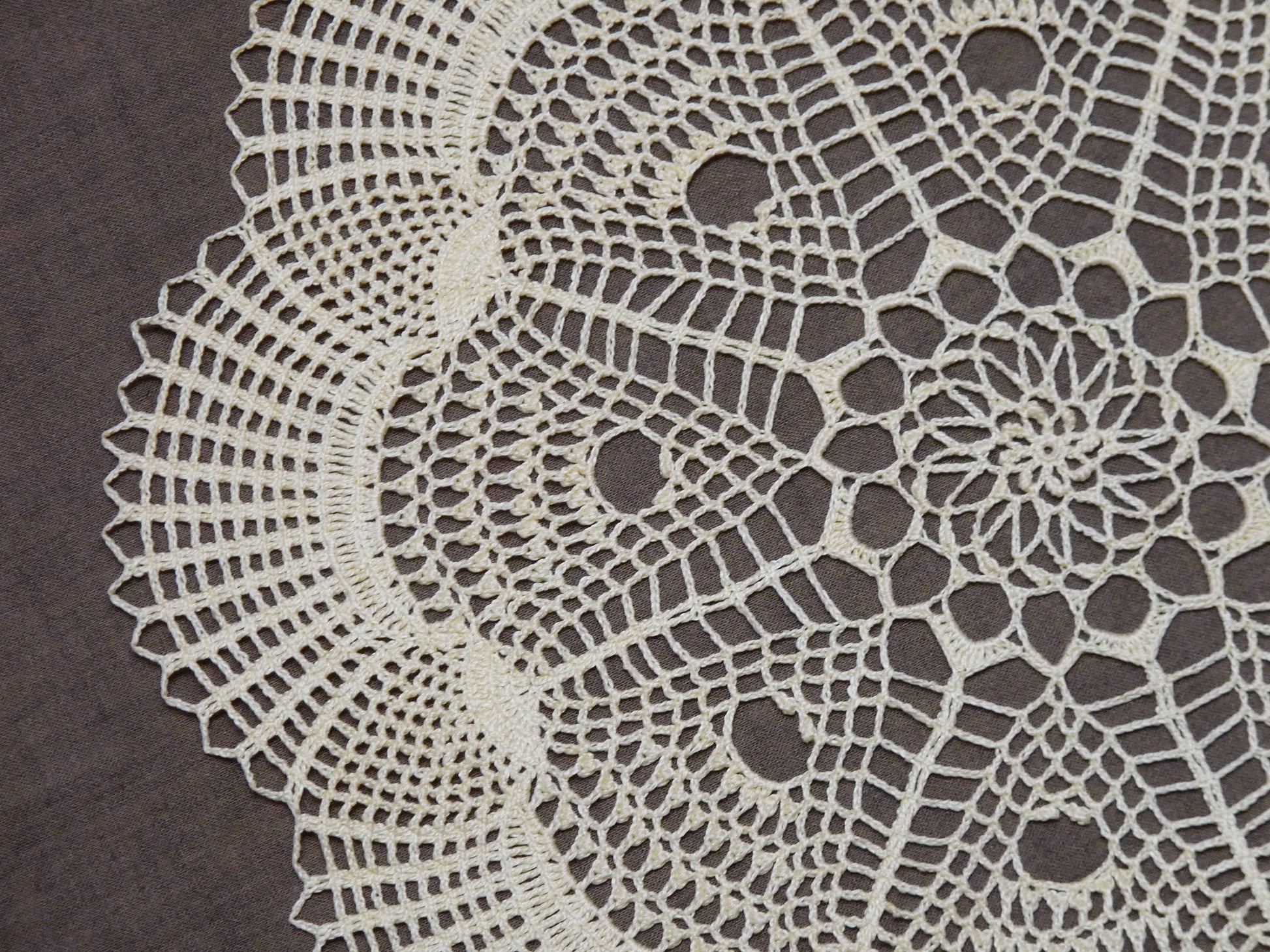 cream crochet cotton table topper