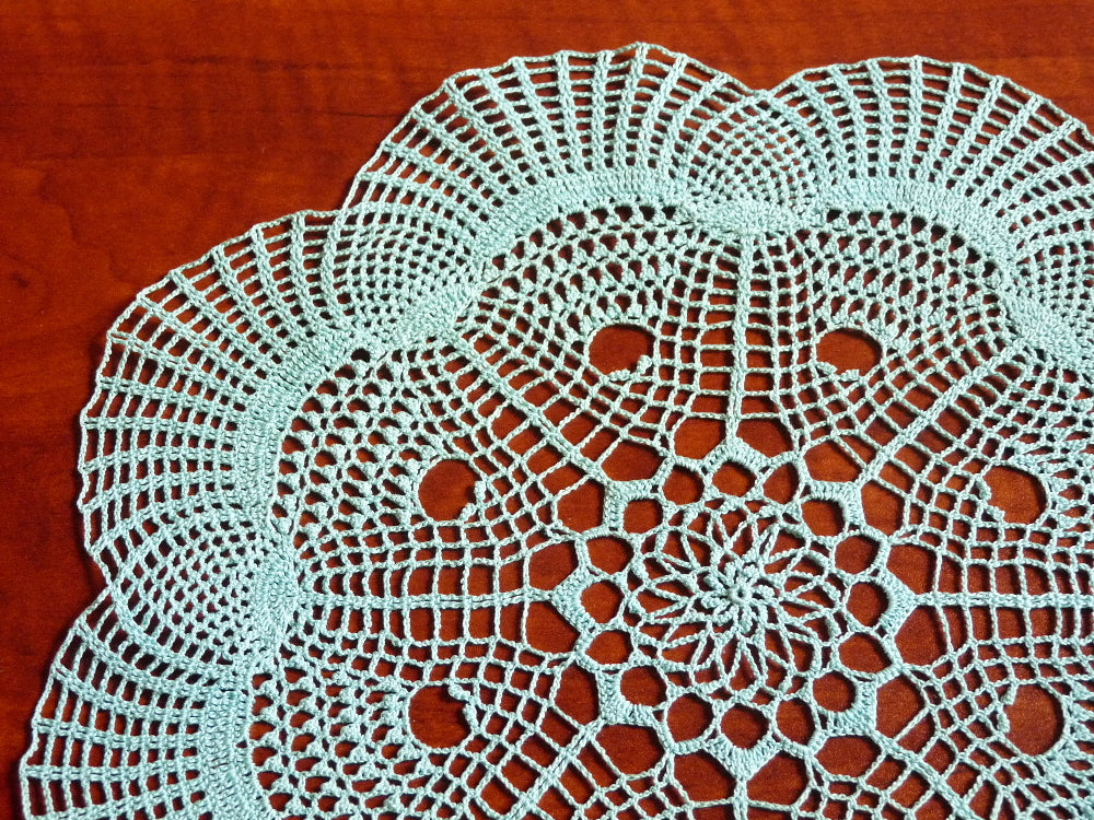 turquoise crochet cotton doily