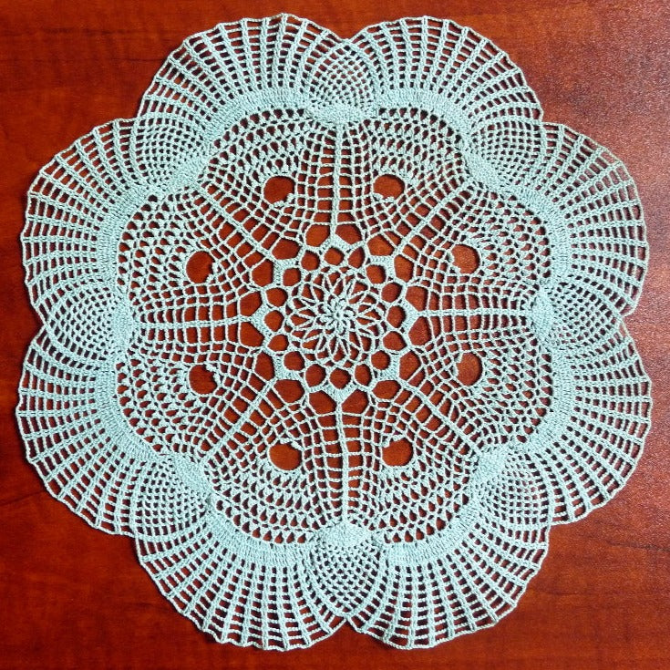 turquoise crochet pineapple doily