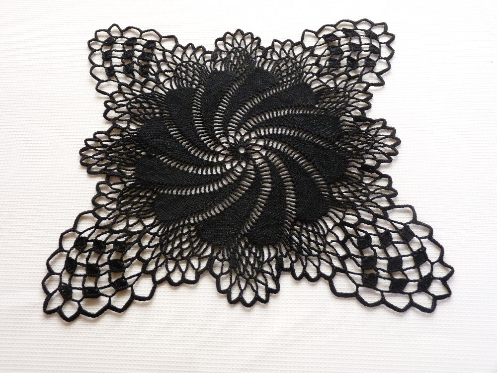 small black square handmade crochet lace doily