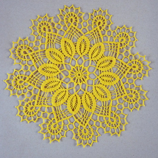 yellow large crochet doily