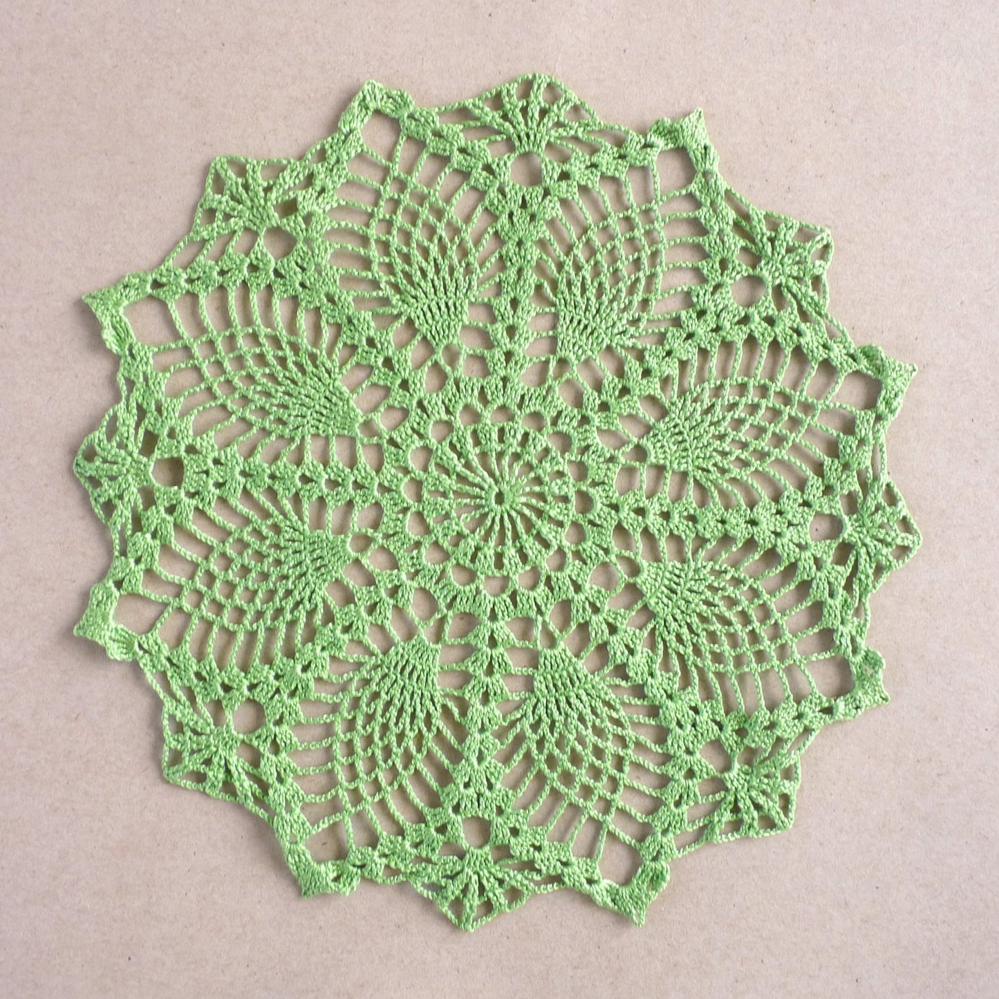 light green small round pineapple crochet lace handmade doily