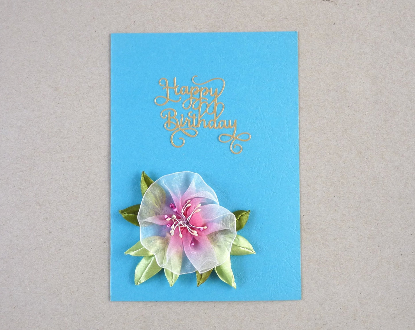 Handmade ribbon flower birthday card