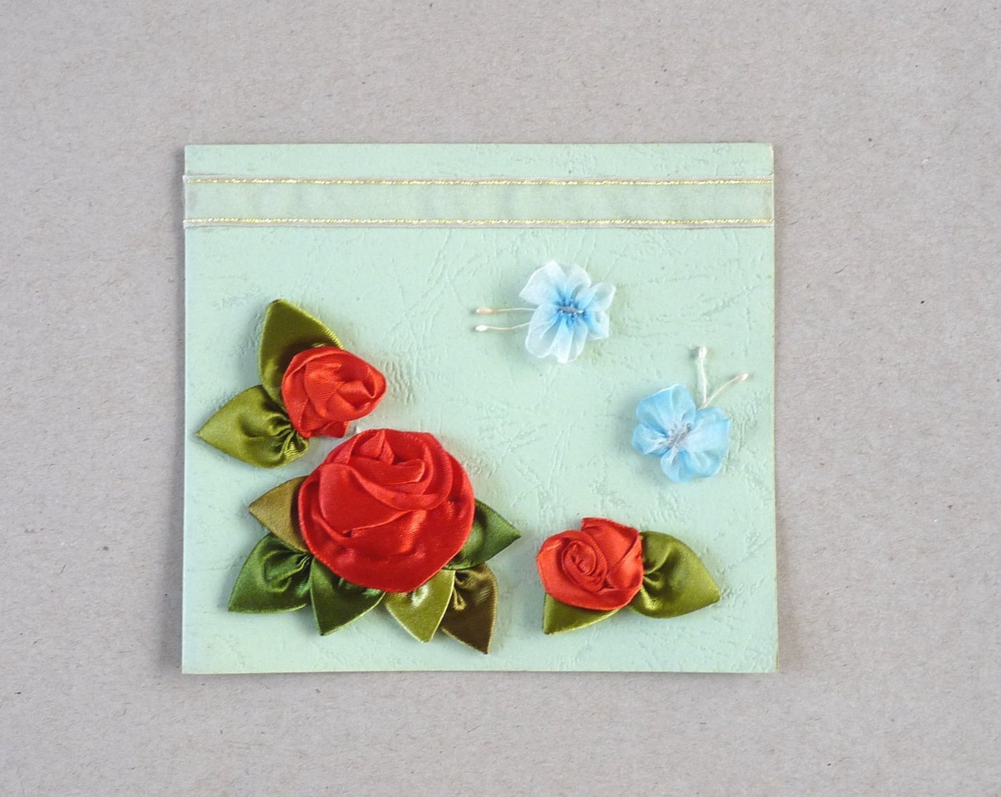 red roses handmade blank greeting card