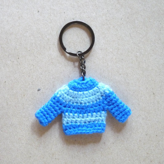 blue crochet sweater keychain