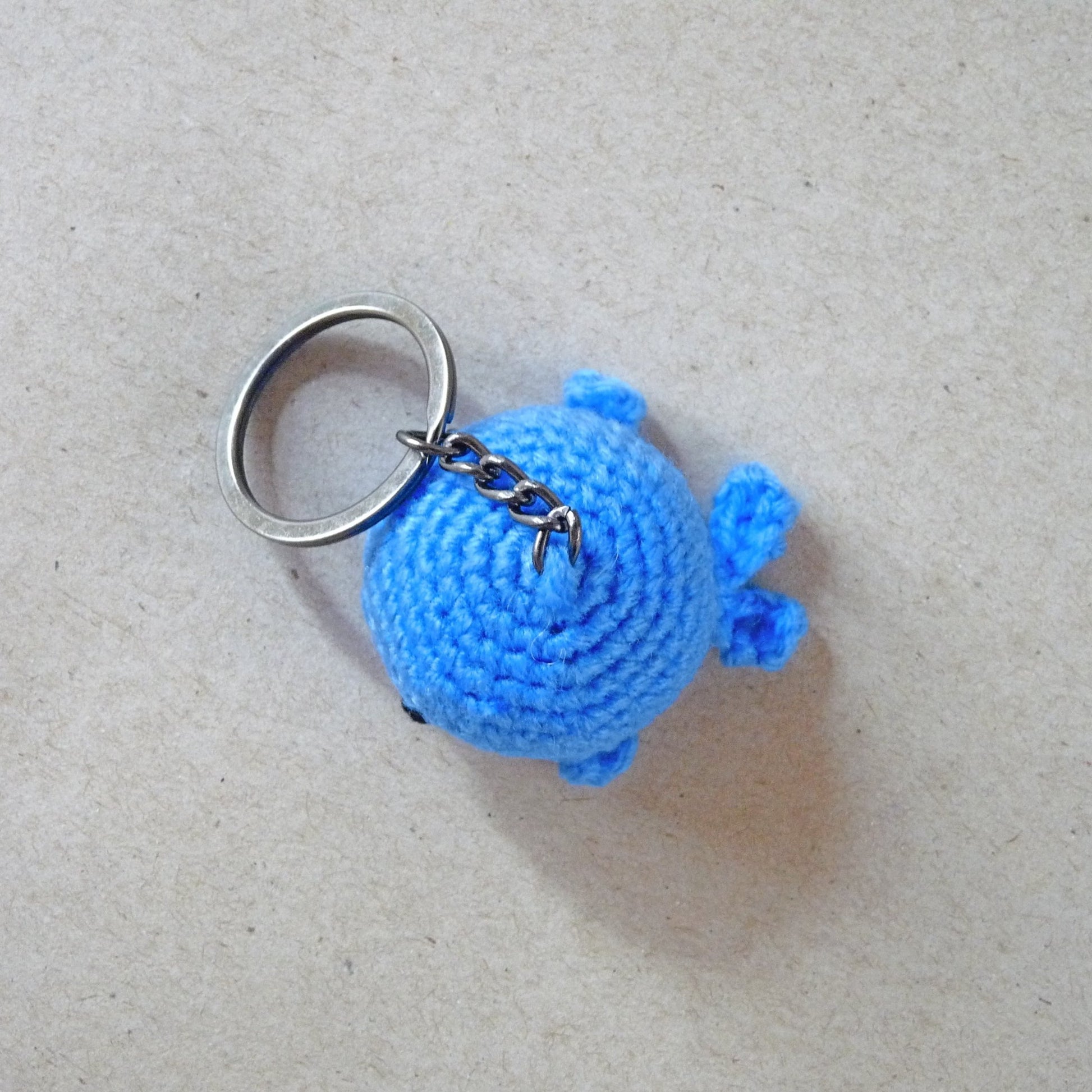 blue whale crochet key tag