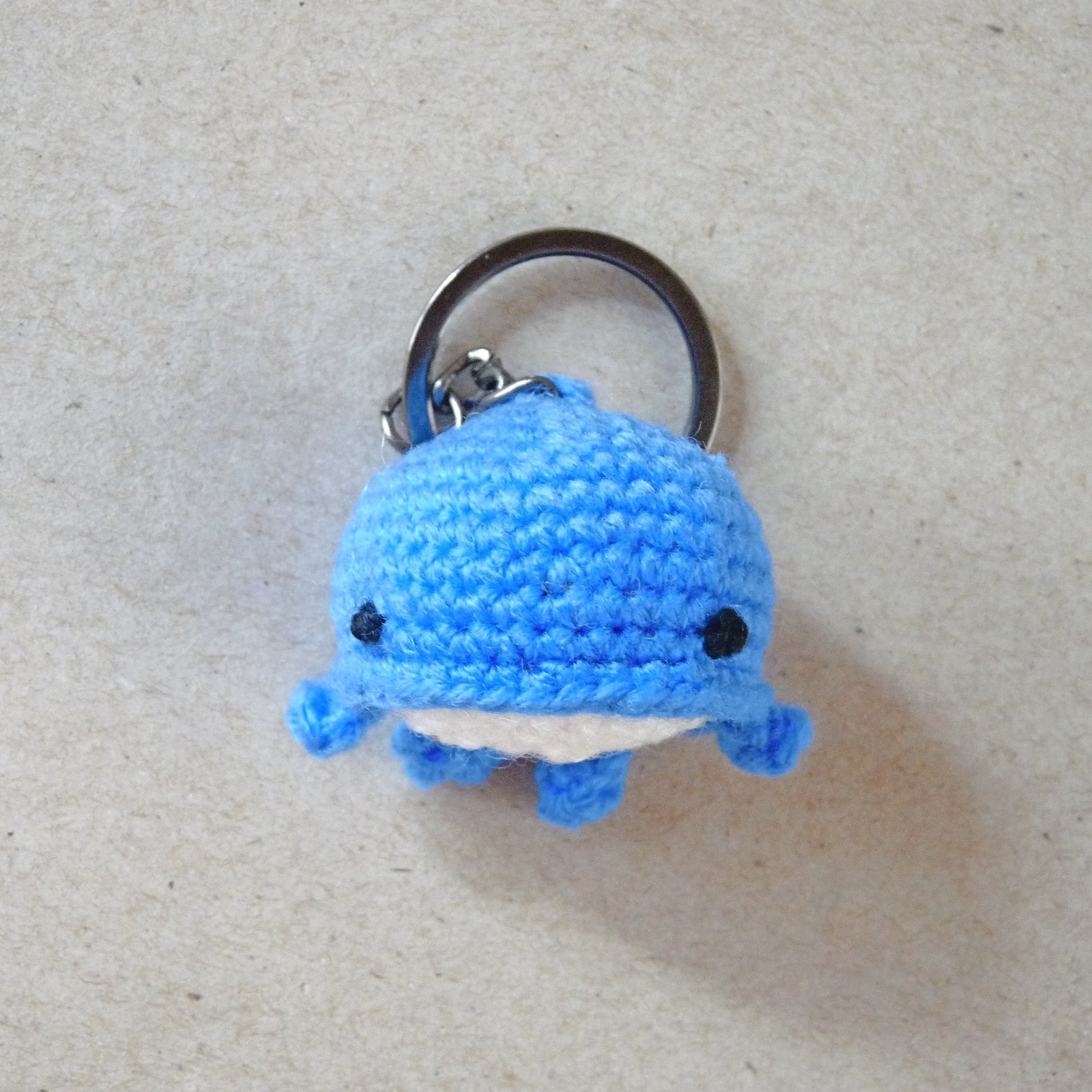 blue whale crochet keychain