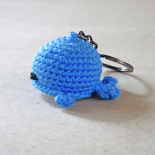 blue whale crochet keychain