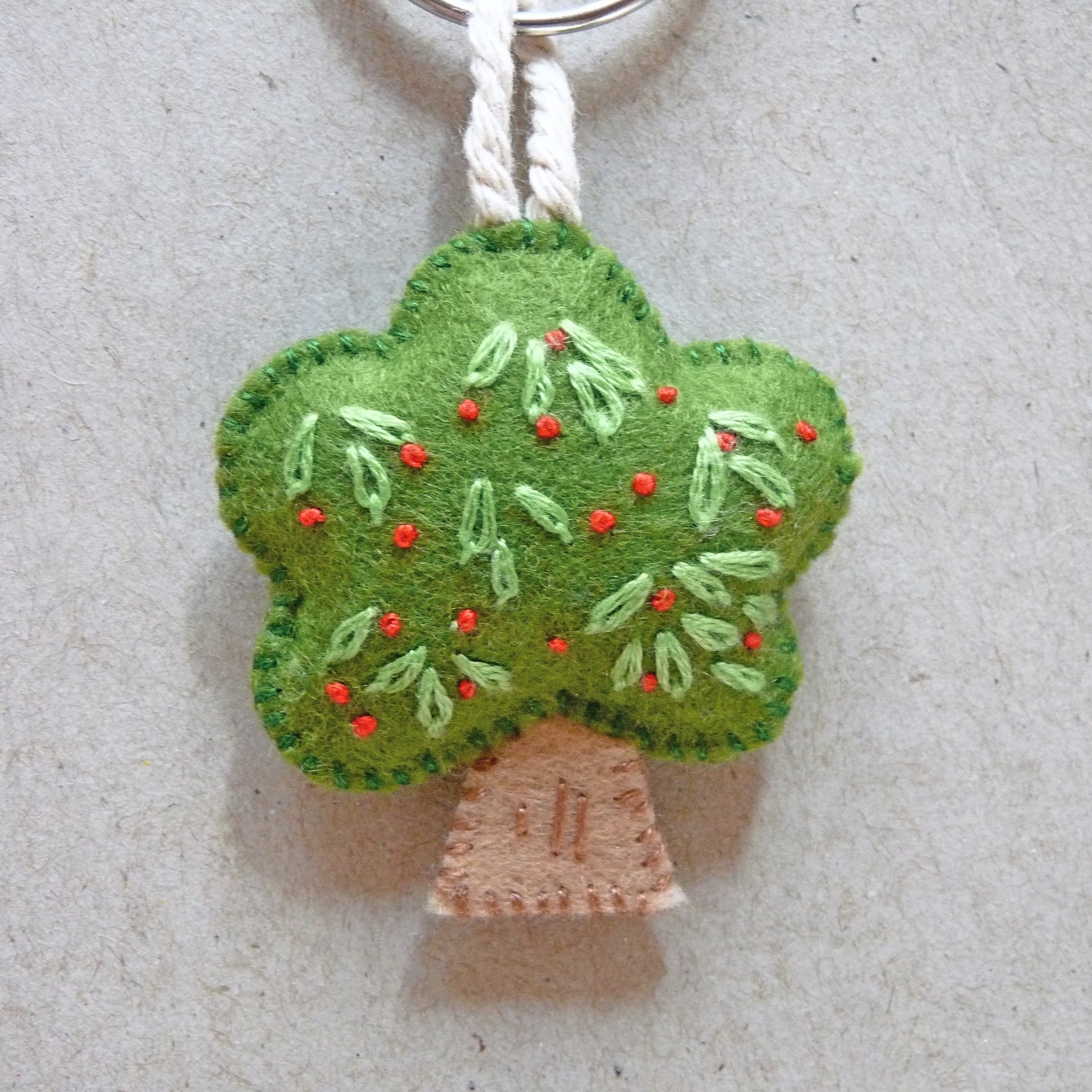 handmade felt tree key tag