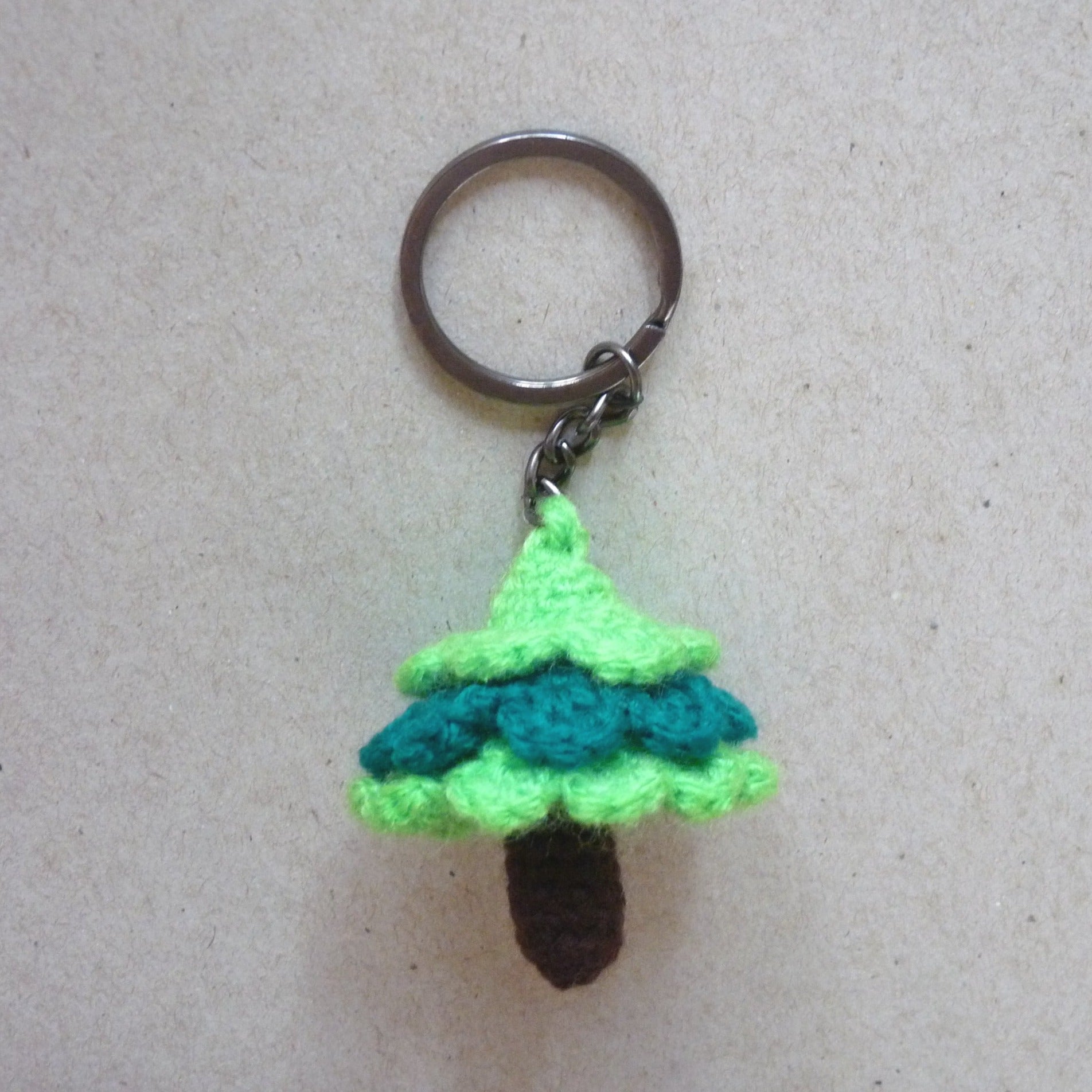 crochet tree keychain