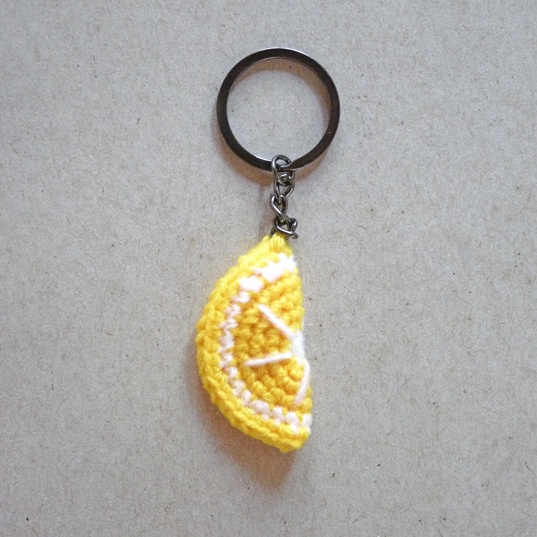 half a lemon slice amigurumi keychain