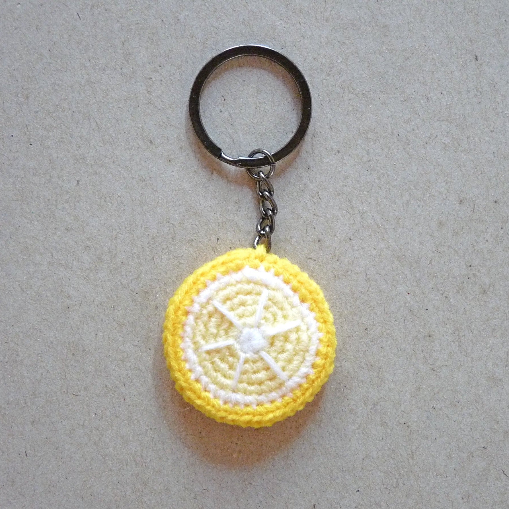 lemon slice crochet keychain