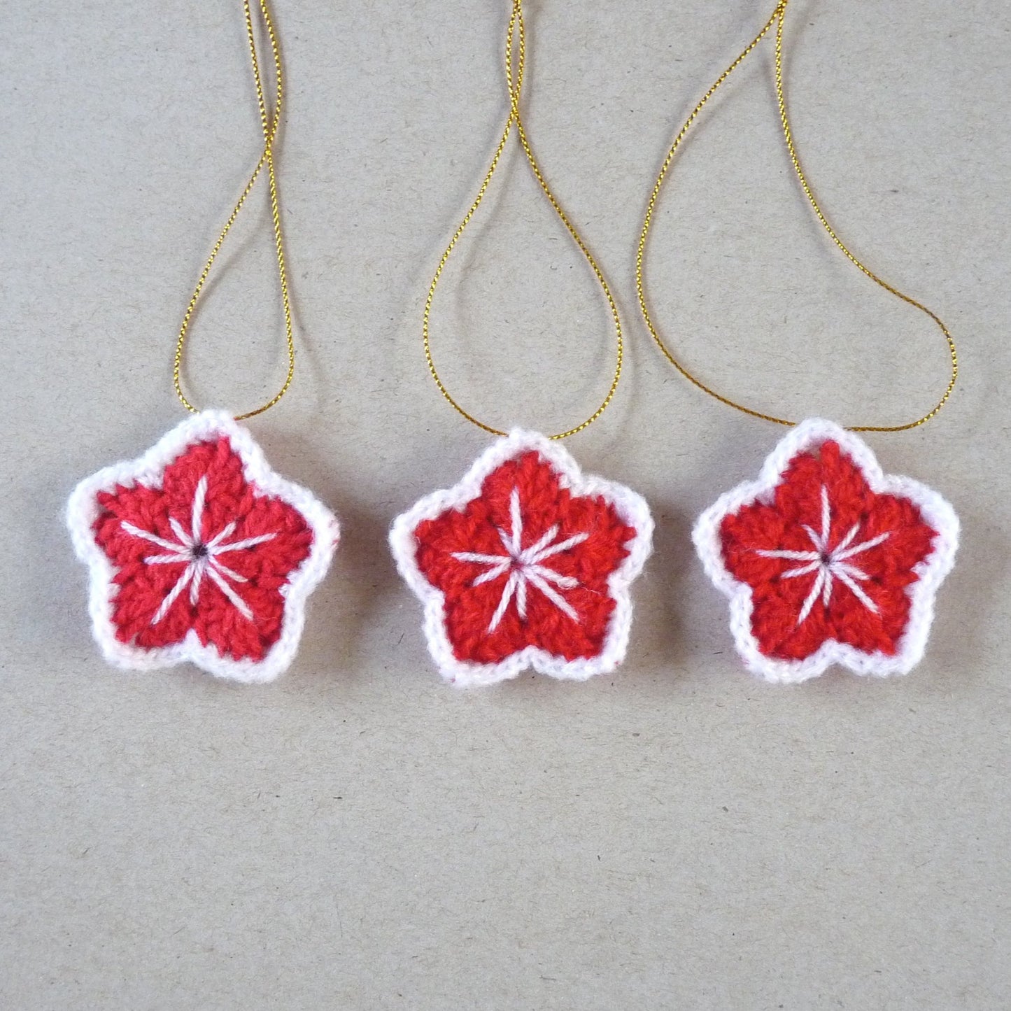 crochet star Christmas tree ornaments, set of 3
