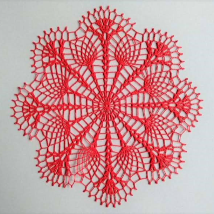 Red crochet doily