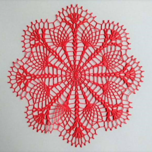 Red crochet doily