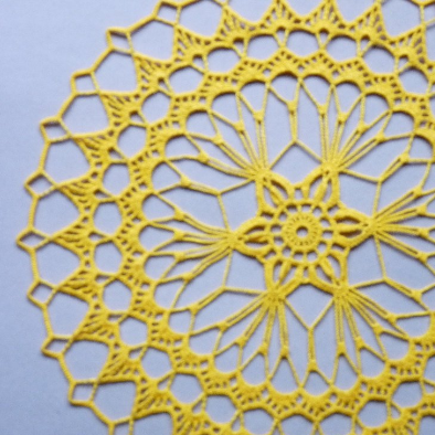 handmade yellow round crochet lace doily