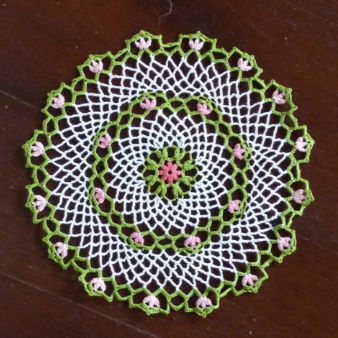 handmade floral small round crochet lace doily, summer home décor