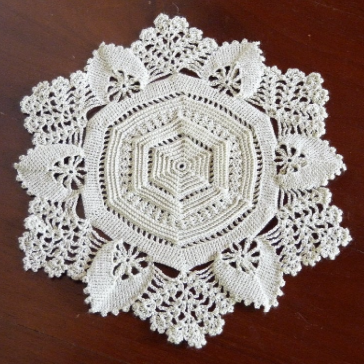 handmade small hexagon crochet lace doily