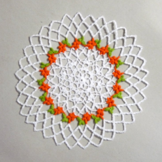 floral small round handmade crochet doily, summer home décor