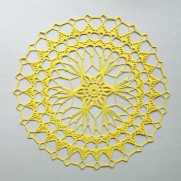 handmade yellow round crochet lace doily