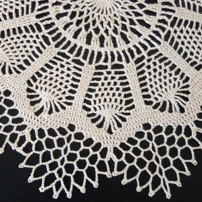 handmade beige small round crochet lace doily