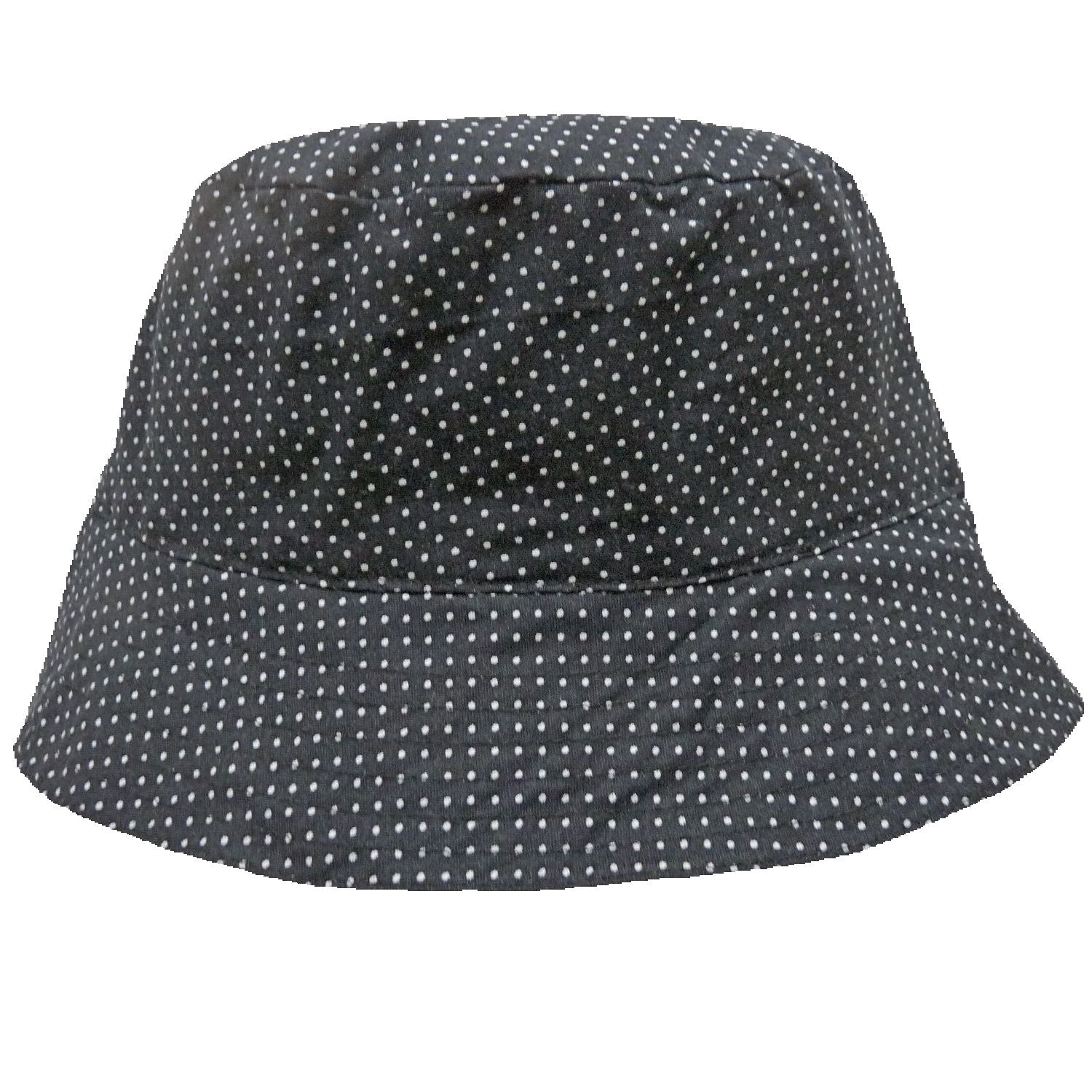 black  and white polka dot reversible bucket hat