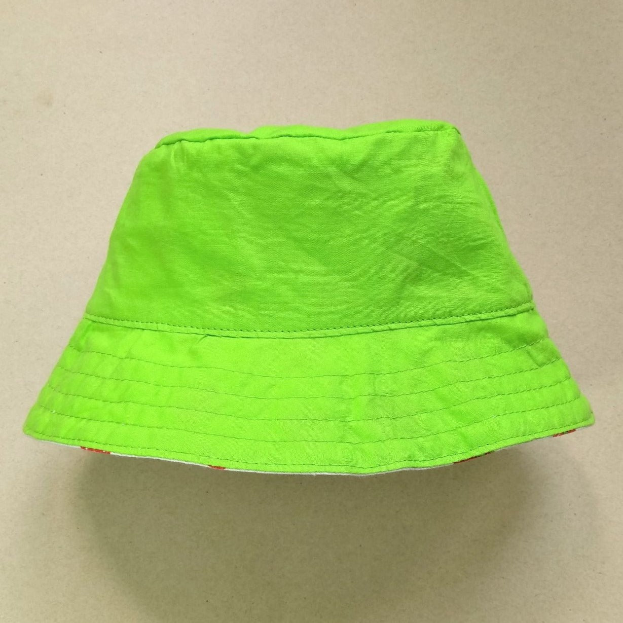 lime green cotton reversible bucket hat