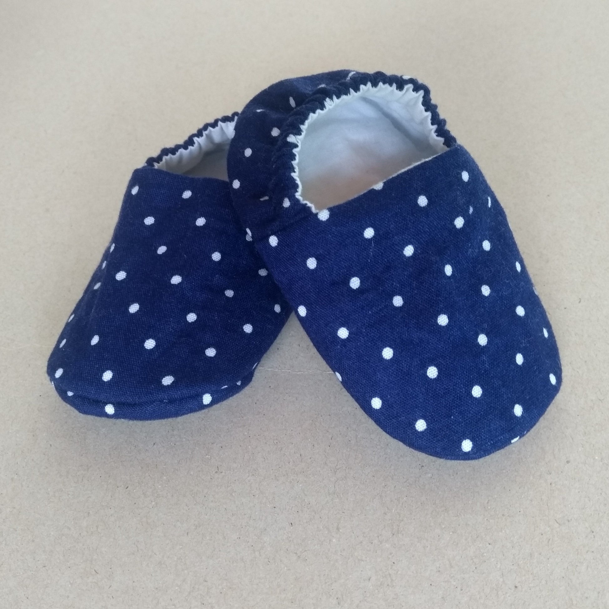 dark blue polka dot cotton baby shoes