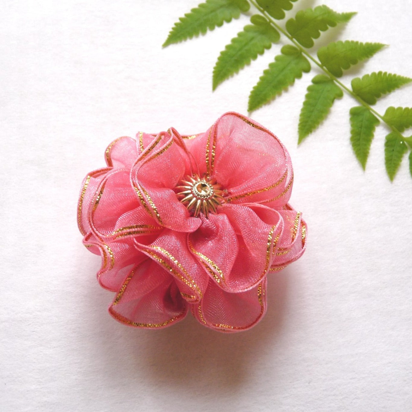 dusty pink handmade floral hair clip