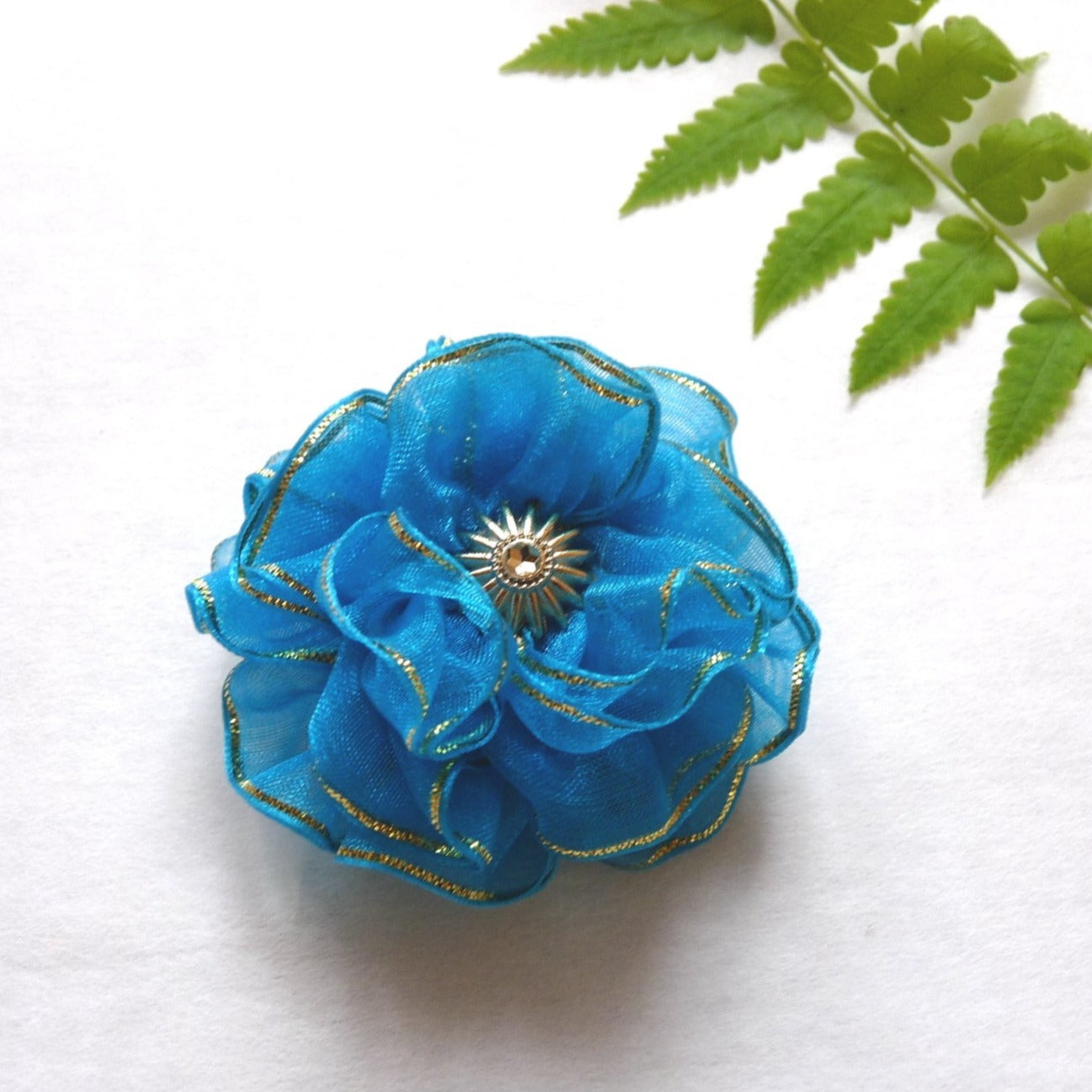 blue flower alligator hair clip