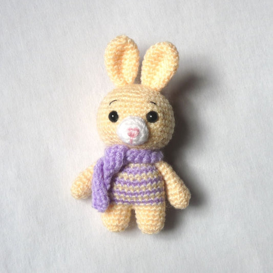 tiny crochet bunny rabbit measuring 4" (10cm)