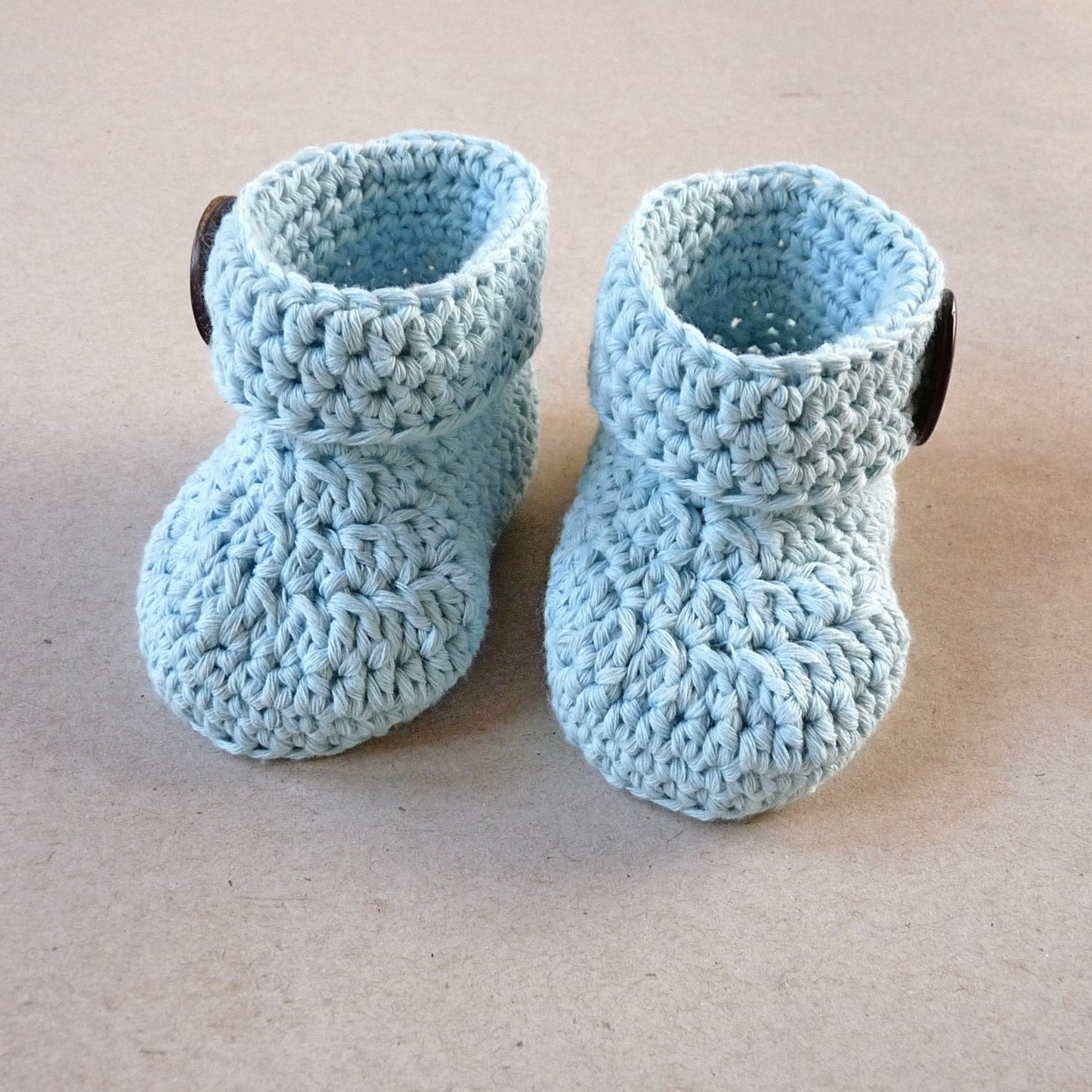 crochet light blue cotton baby booties, unisex