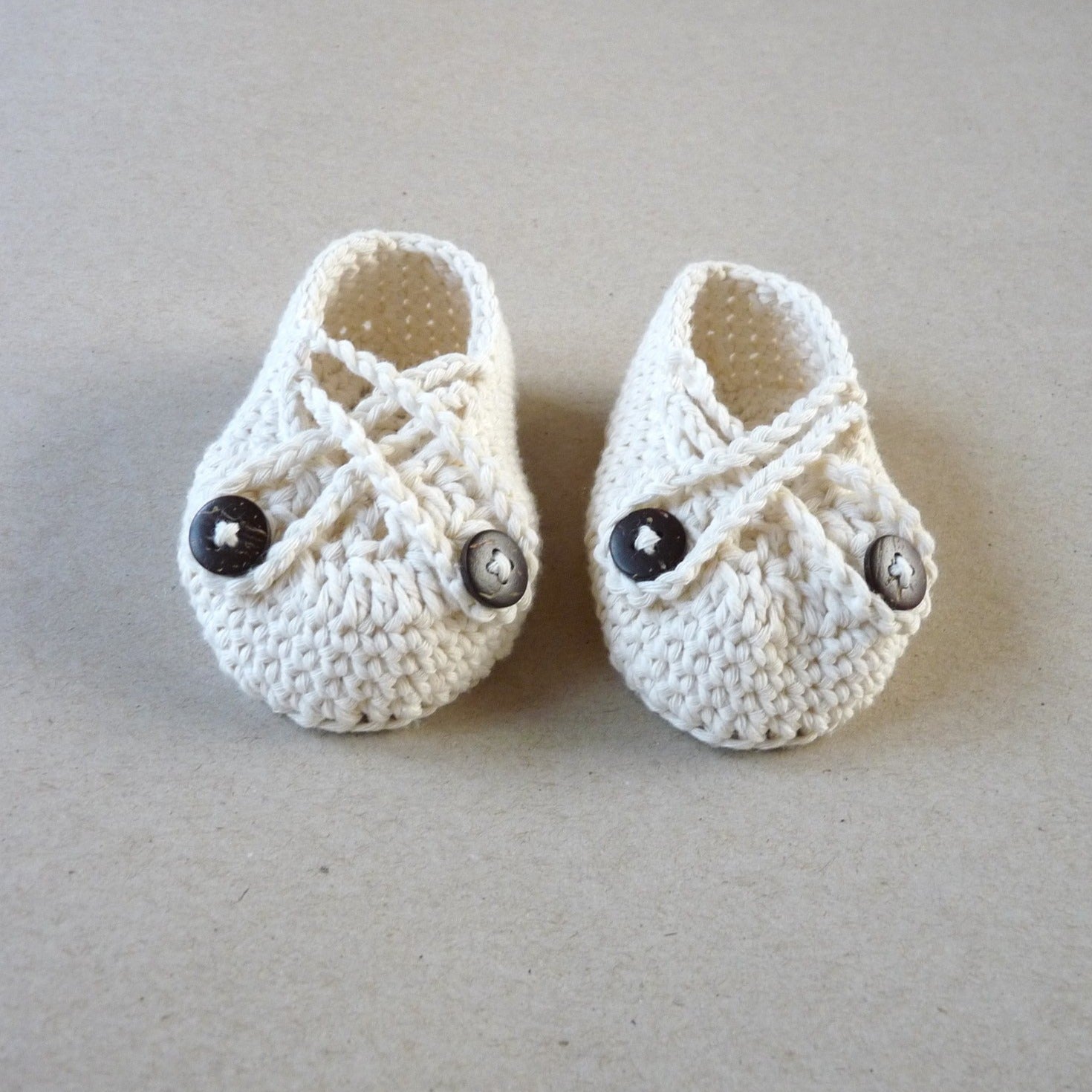 off white crochet baby booties