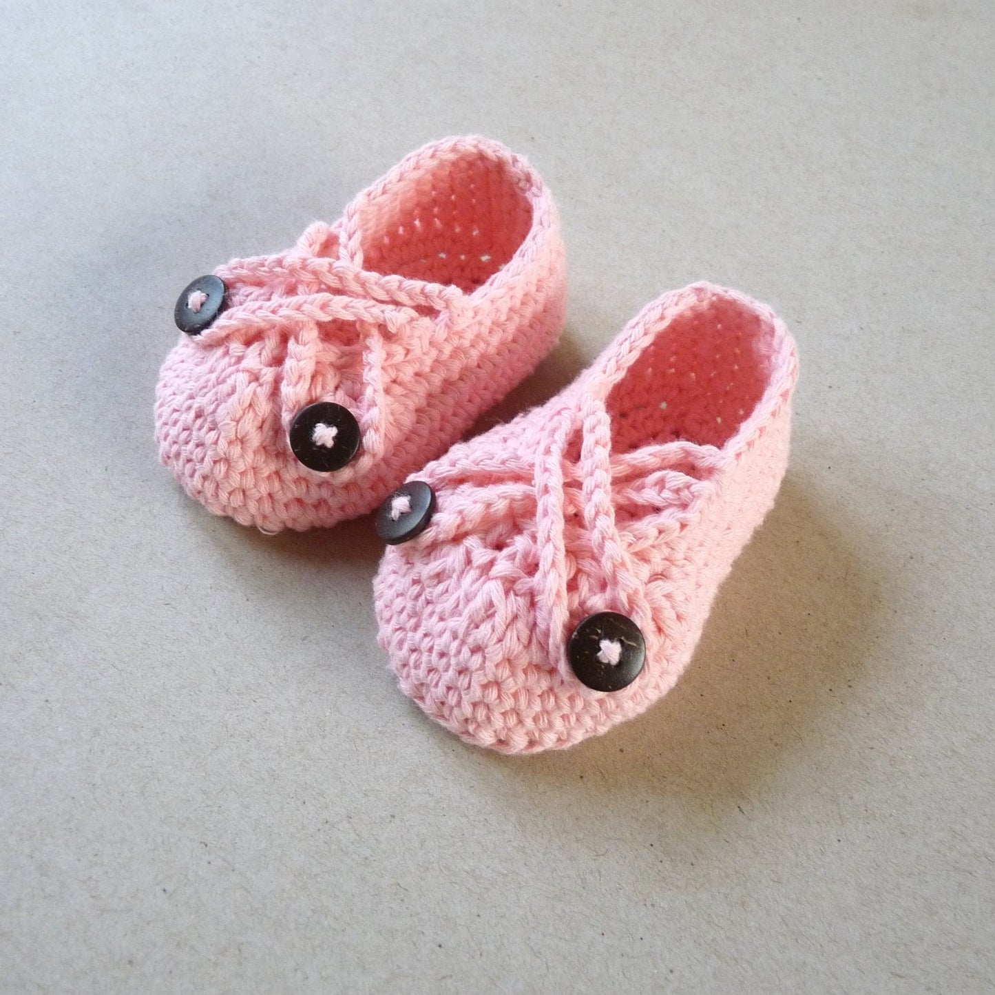 handmade light pink crochet baby booties