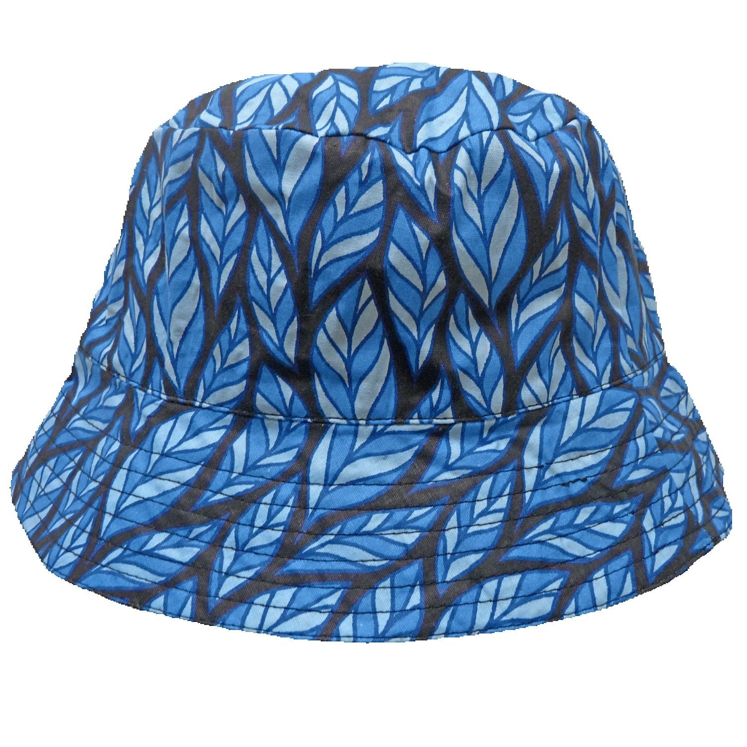 black and blue leaves cotton bucket hat